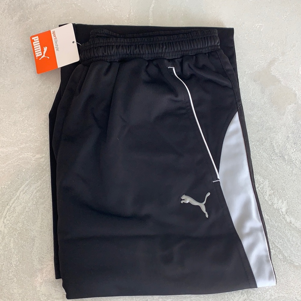 Puma Warm Up Pants Black White Men’s Medium NWT